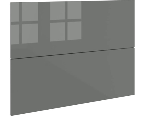 Vedere frontală a unui front de mobilier gri modern