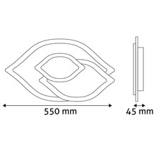 Desen tehnic al unei lămpi de plafon cu dimensiunile de 550 mm lățime și 45 mm adâncime