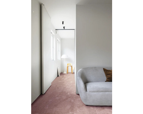 Apartament luminos cu canapea, covor, lampă și scaun