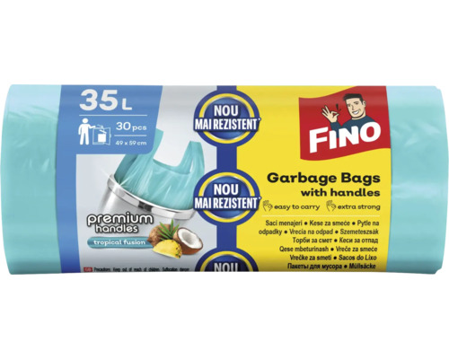 Saci de gunoi cu mânere, 35 litri, 30 bucăți