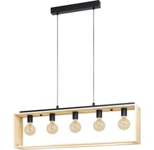 Lampa suspendată cu cinci lumini și cadru din lemn