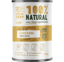 Conservă de pateu de carne de pui pentru câini adulți marca Fresh Farm, 400g