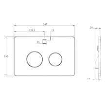 Desen tehnic al unei plăci de acționare cu dimensiuni.