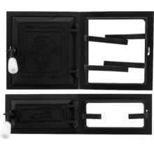 Ușă de sobă cu motiv de cal și leu