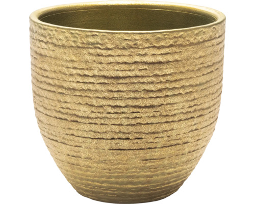 Mască ghiveci flori ceramică Ø 16 cm H 14 cm verde Ghiveci de flori cu suprafață canelată orizontal