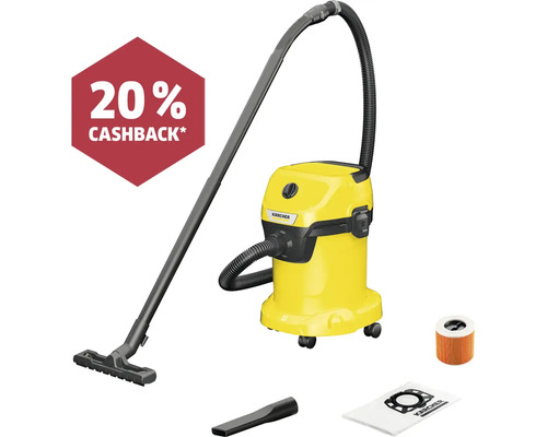 Aspirator universal galben cu accesorii și logo Kärcher