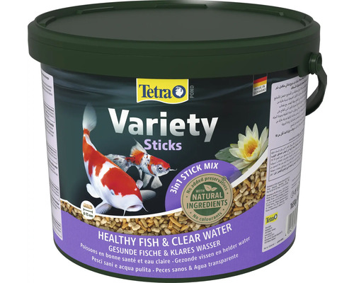 Hrană pești acvariu Tetra Pond Variety Sticks 10 l Găleată cu hrană pentru pești Tetra Pond Variety Sticks pentru pești sănătoși și apă limpede