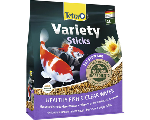 Hrană pești acvariu Tetra Pond Variety Sticks 4 l Hranulețe pentru pești Tetra Pond Variety Sticks, ambalaj de 4 litri