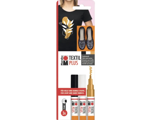 Marker textil Marabu Textil Plus cu exemple de design textil