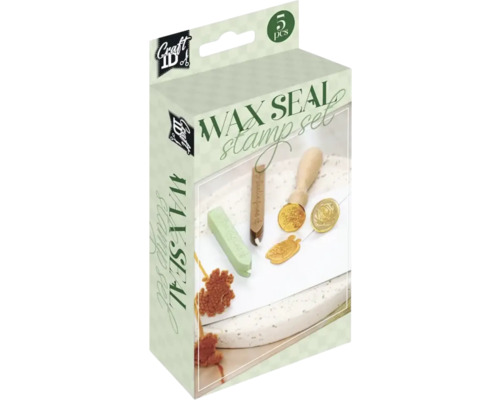Set sigiliu ceară Craft ID, 5 piese Set de ștampile sigiliu ceară într-un ambalaj cu logo-ul Craft ID