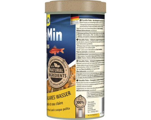 Cutie de mâncare pentru pești TetraMin Flakes cu mențiunea fără adaos de conservanți