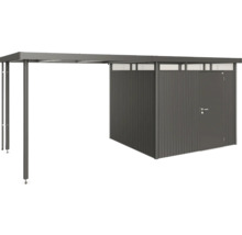 Magazie metalică de grădină cu carport pentru exterior