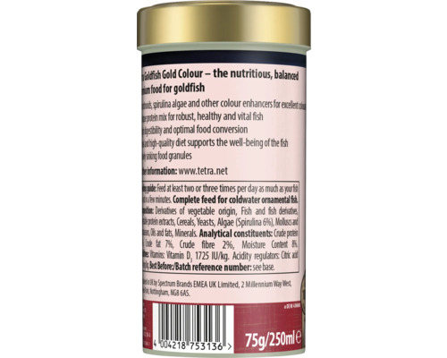Tetra Goldfish Gold Colour hrană pentru pești, pachet de 75g