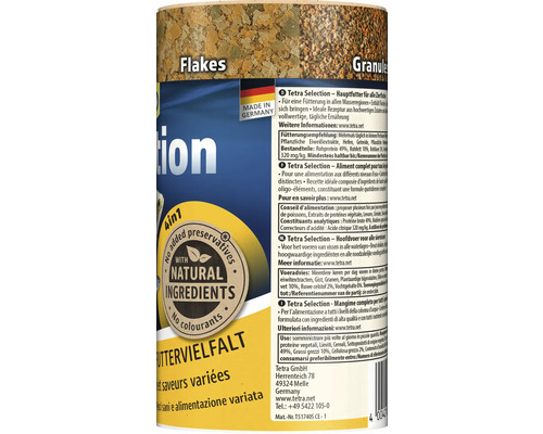 Hrană pentru pești Tetra Selection cu fulgi și granule, fabricată în Germania