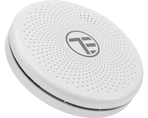 Senzor rotund Smart Home cu orificii de ventilație și logo