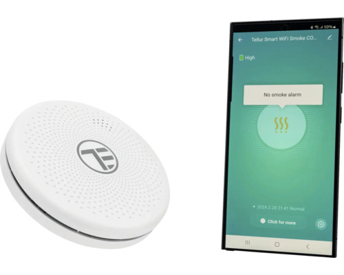 Detector de fum inteligent Tellur cu aplicație pentru smartphone