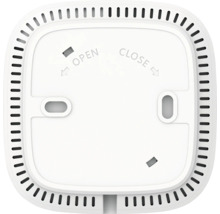 Partea inferioară a detectorului de fum cu indicator de deschidere și închidere