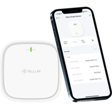Detector de fum Tellur cu aplicație pentru smartphone și smartphone-ul aferent