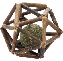 Mingiuță jucărie pentru pisici din lemn cu catnip