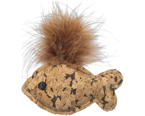 Jucărie pentru pisici pește din plută cu pene