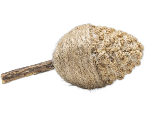 Jucărie pentru pisici cu minge de sisal și băț de lemn