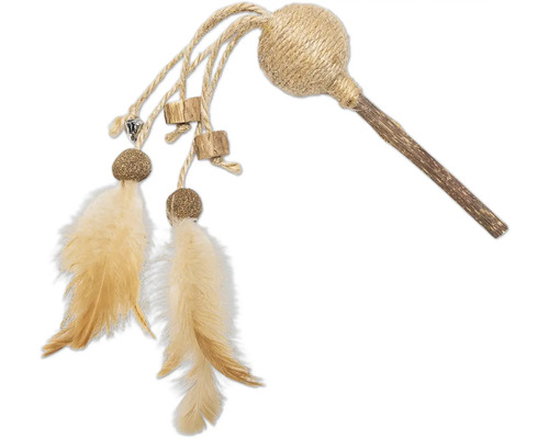 Jucărie pentru pisici cu pene, bile și bucăți de lemn