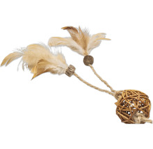 Jucărie pentru pisici cu pene și minge