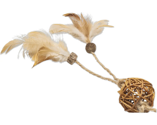 Jucărie pentru pisici cu pene și minge