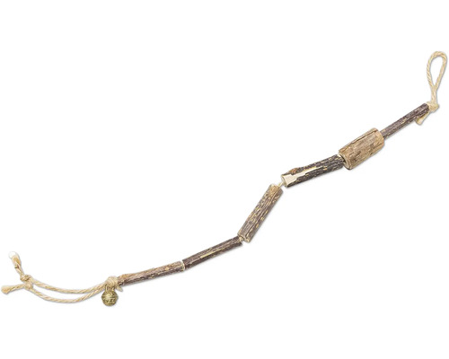 Jucărie pisici Beeztees matatabi Mika 45 cm Jucărie pentru rozătoare din lemn cu clopoțel și suspensie cu frânghie