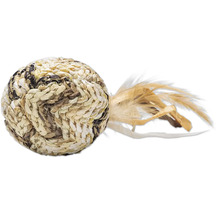 Mingiuță de jucărie pentru pisici din iarbă de mare cu pene