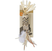 Jucărie pentru pisici cu iarbă-mâței, pene și ratan