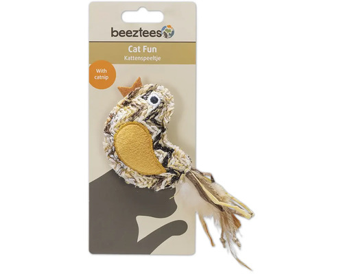 beeztees jucărie pentru pisici pasăre cu iarbă-mâței pe ambalaj