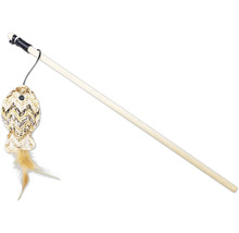 Undiță pentru pisici cu jucărie pește și pene