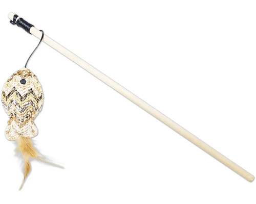 Undiță pentru pisici cu jucărie pește și pene