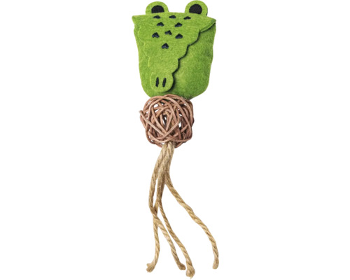 Jucărie pentru animale de companie cu design de broască, minge și frânghie