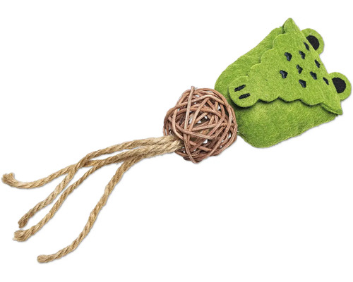 Jucărie pentru pisici cu design de broască, minge și sfoară