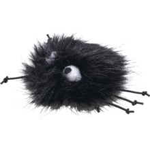 Jucărie neagră, pufoasă, pentru pisici, cu ochi și sfori