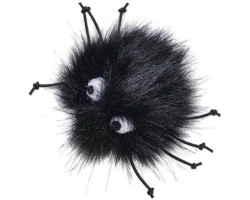 Jucărie neagră de blană cu ochi și șnururi