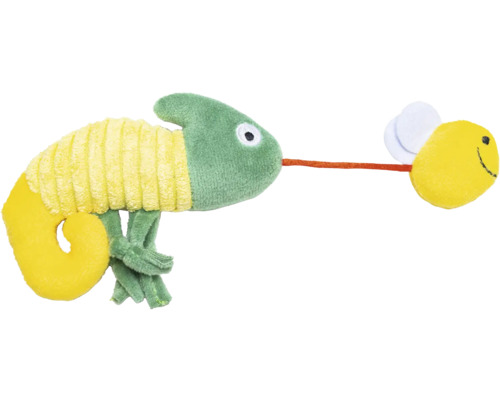 Jucărie pisici Beeztees Dschungel Noeki cameleon cu iarba mâței 19x8x2 cm Jucărie de pluș cameleon cu muscă pentru animale de companie