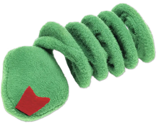 Șarpe verde din material textil ca jucărie pentru animale de companie