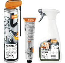 Set Stihl Multispray, unsoare pentru angrenaje Superlub FS și detergent Varioclean