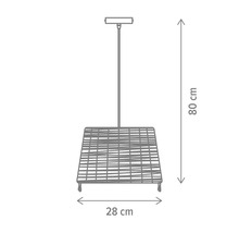 Desen tehnic al unei lămpi suspendate cu dimensiunile 28 x 80 cm