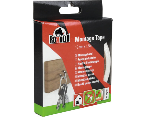 Bandă de montaj Roxolid, 19 mm x 1,5 m, ambalată