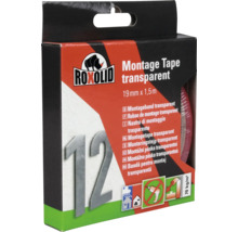 Bandă de montaj transparentă Roxolid, 19 mm x 1,5 m