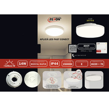 Plafonieră LED Elvon Fast Connect cu instrucțiuni de instalare