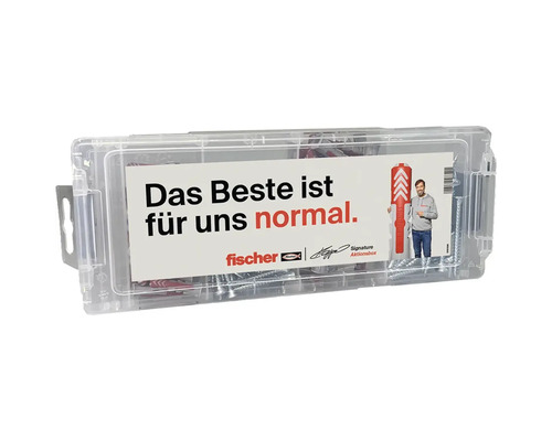 Set dibluri Fischer Duopower 6mm, 8mm Cutie promoțională Fischer cu dibluri și șuruburi în cutie transparentă de plastic