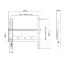 Desen tehnic al unui suport de perete pentru televizor cu dimensiuni
