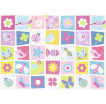 Model pătrat cu motive florale, animale și inimă