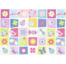 Model pătrat cu flori, păsări, fluturi și insecte