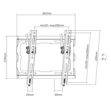 Desen tehnic al unui suport de perete pentru televizor cu dimensiuni